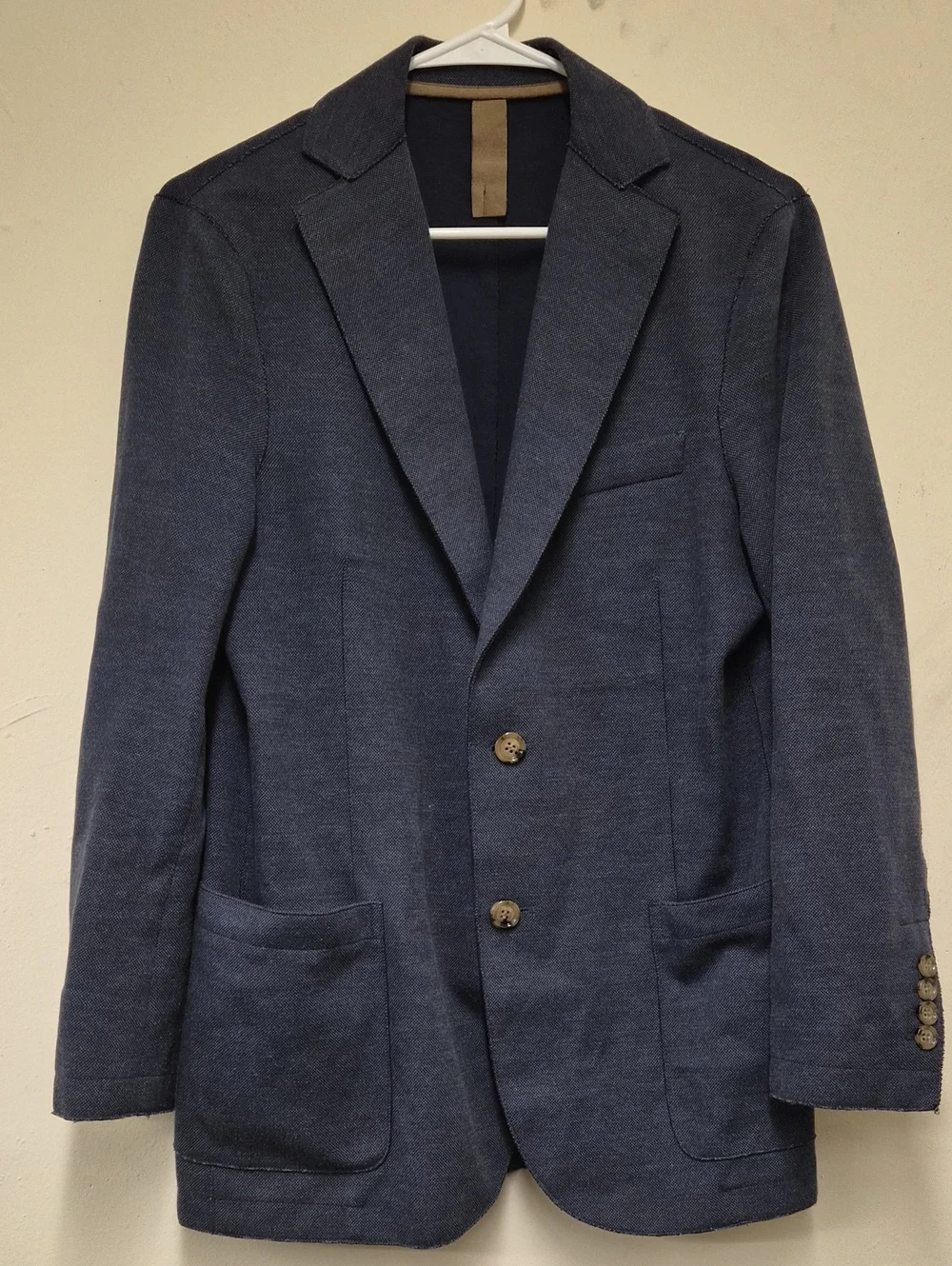 Eleventy Navy Knit Sport Coat with Patch Pockets Size 46